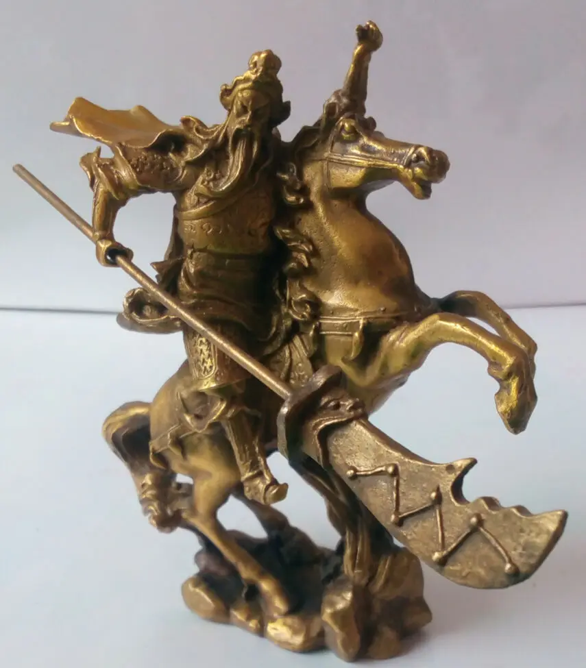 Китайский античный Hero Guan Gong Yu скакалка на лошадях * бронзовая статуя | Дом и сад