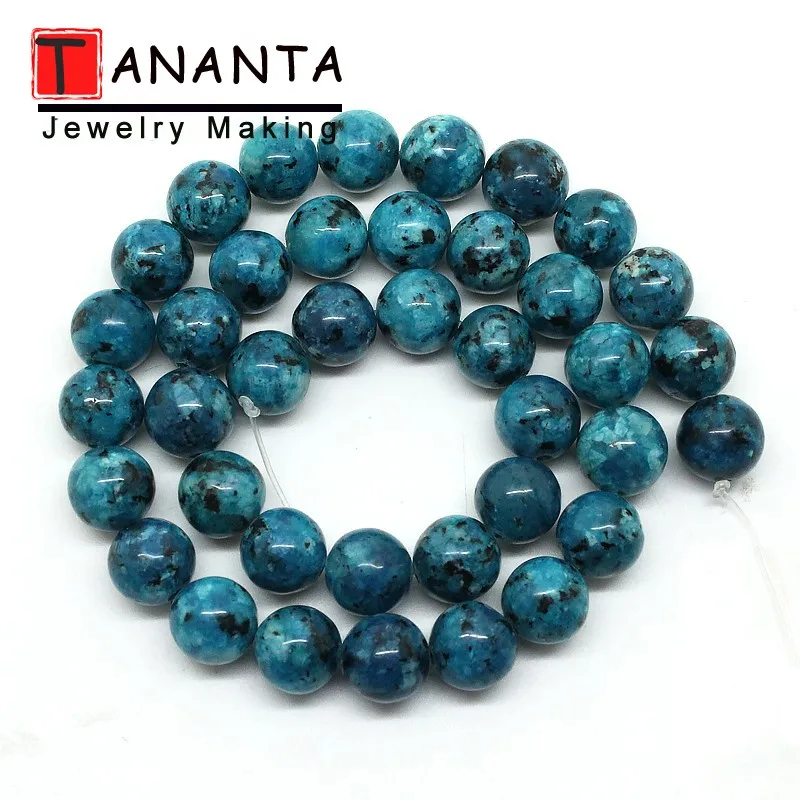 Blue Spot Stone 4 6 8 10 мм 15 ''Агаты бирюзой Песчаник серьги из натурального аметиста камень из натуральной лавы бусины для самостоятельного изготовления ювелирных изделий Цепочки и ожерелья браслета - Цвет: Blue Spot Stone