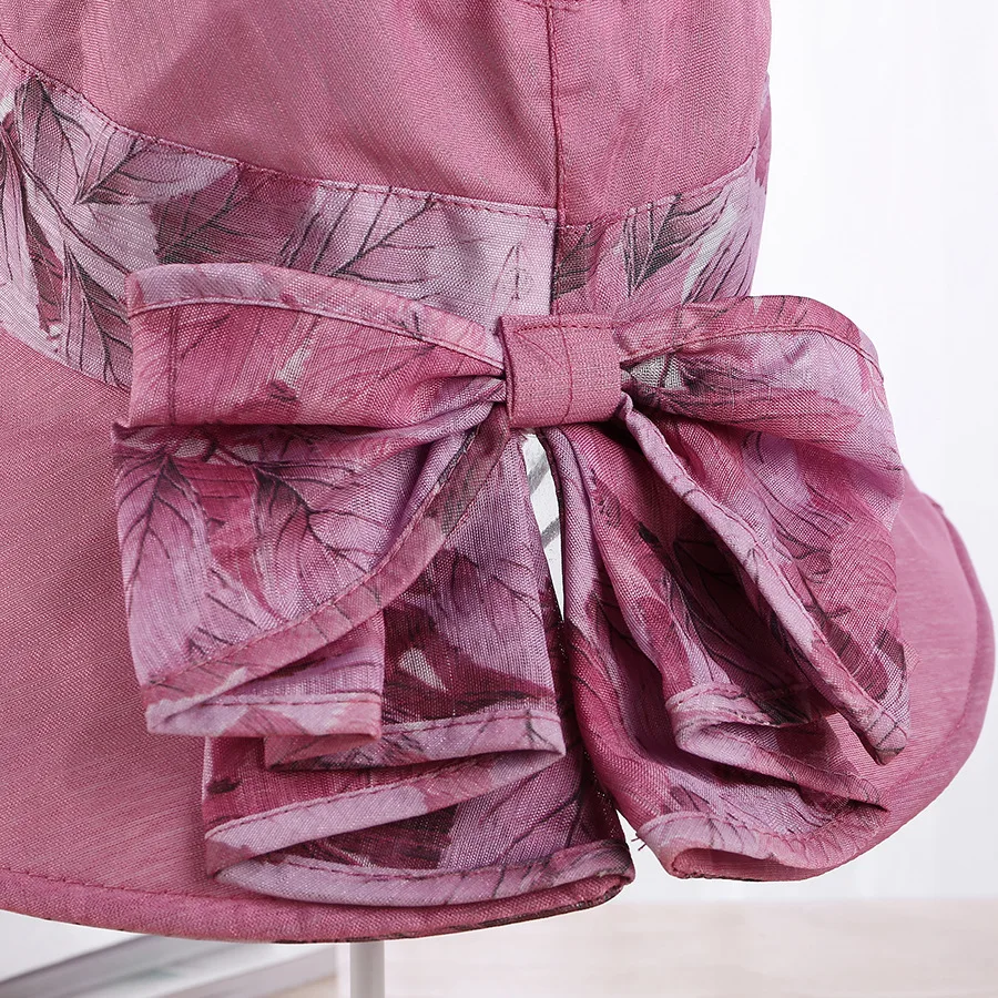 Женские летние солнцезащитные шапки с цветочным принтом и бантом Пляжная