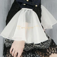false temperament chiffon crest collar lace silky transparent white european yarn large exaggerated trumpet sleeves famous lady