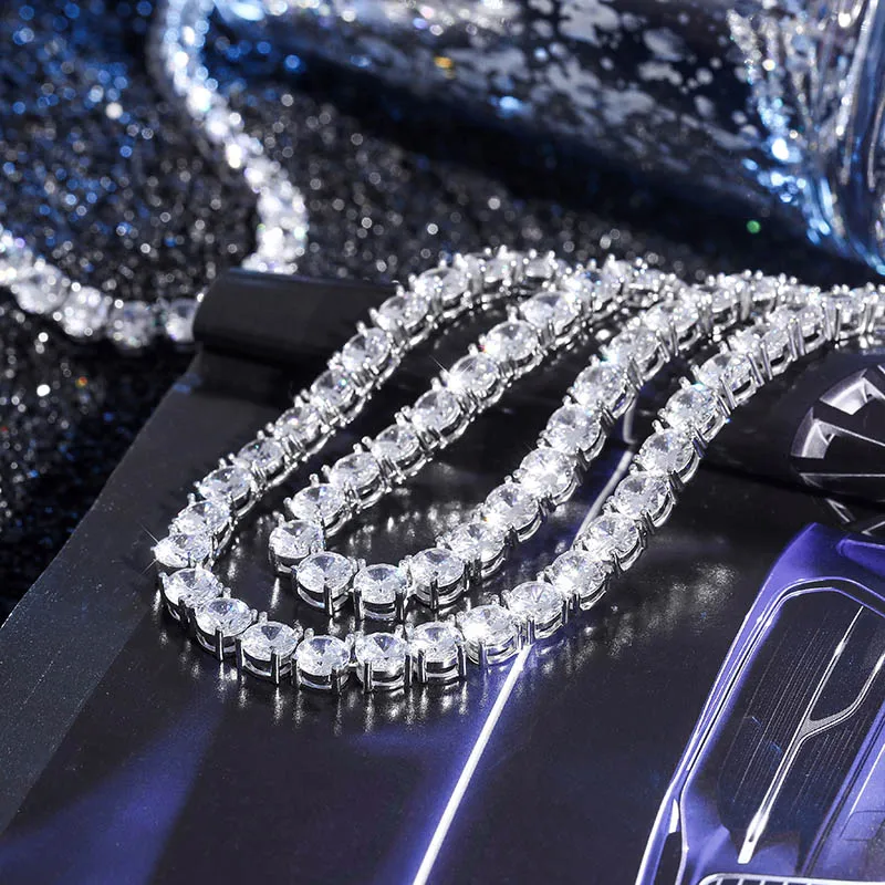 GUCY новый 925 пробы серебро 4 мм 6 Для Мужчин's Цепочки и ожерелья Bling CZ льдом в духе