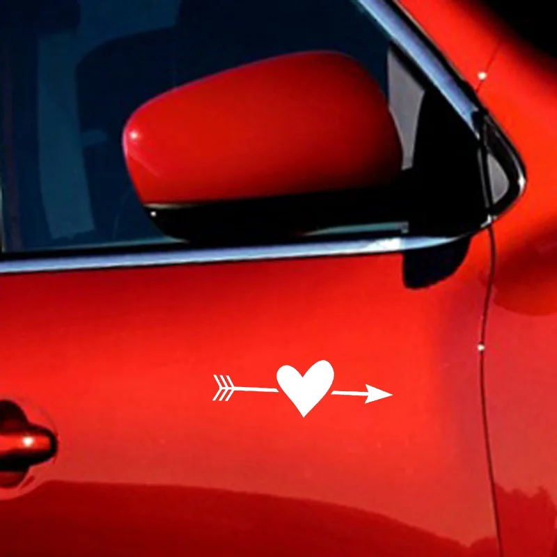 

YJZT 13.2CM*4.3CM Heart With Arrow Car Sticker Vinyl Personality Decal Black Silver C10-02156
