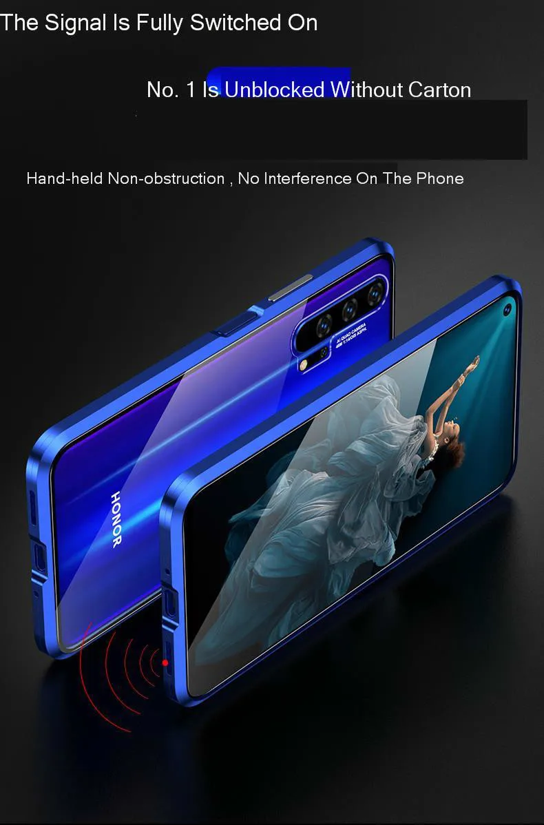 Чехол на весь корпус для huawei honor 20 pro, Магнитный чехол для honor 20i v20, чехол на переднюю и заднюю панель, двойной сторонний металл, стеклянный чехол