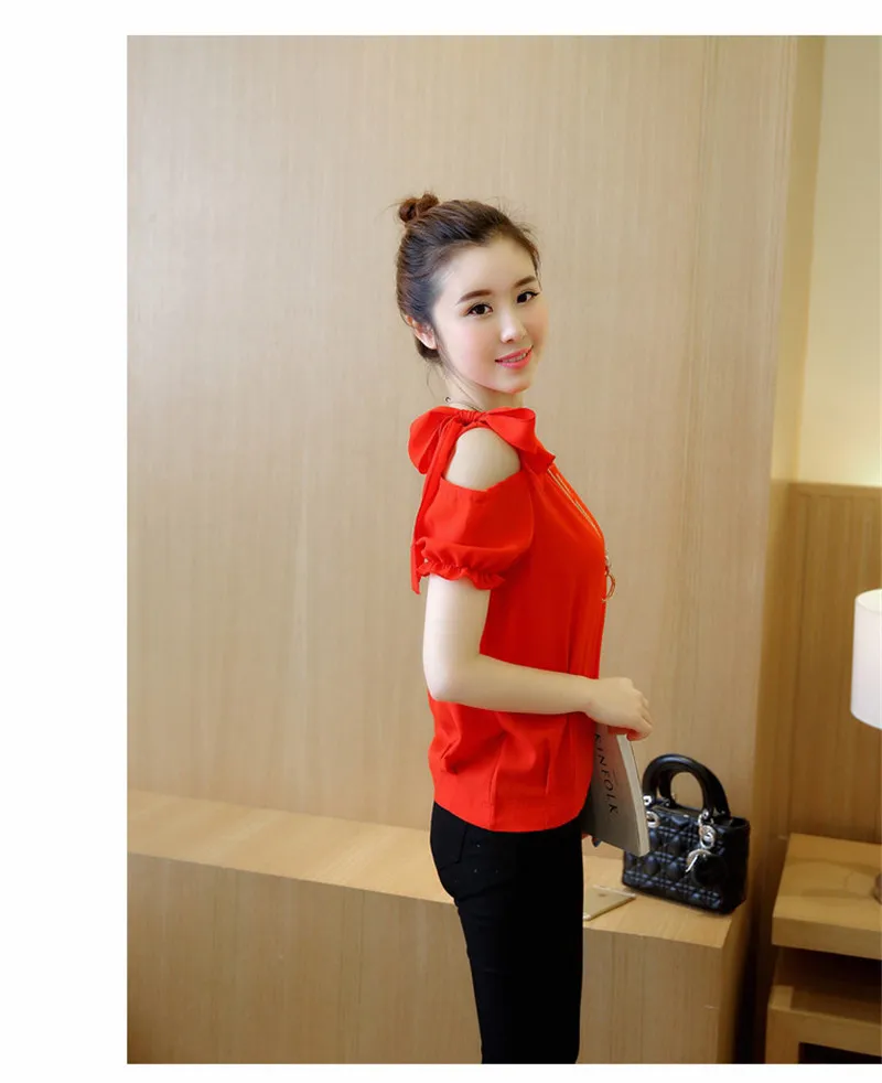 Женские сексуальные цветочные шифоновые блузки на одно плечо с оборками летние