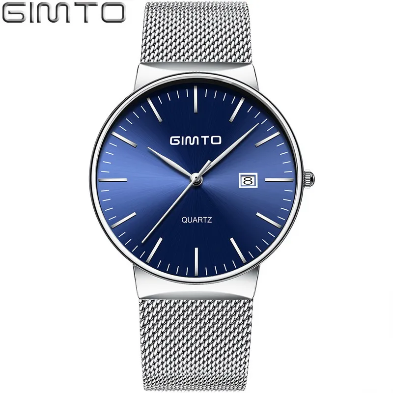 Silver Blue 40mm Gimto Марка розового золота кварцевые Для женщин Часы Роскошные Сталь часы браслет дамы Календари наручные Часы женская спортивная relogio reloj - Цвет: Silver Blue 40mm