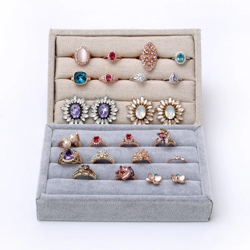 Небольшой бархатный поднос для ювелирных изделий льняной или сережек|tray ring|ring