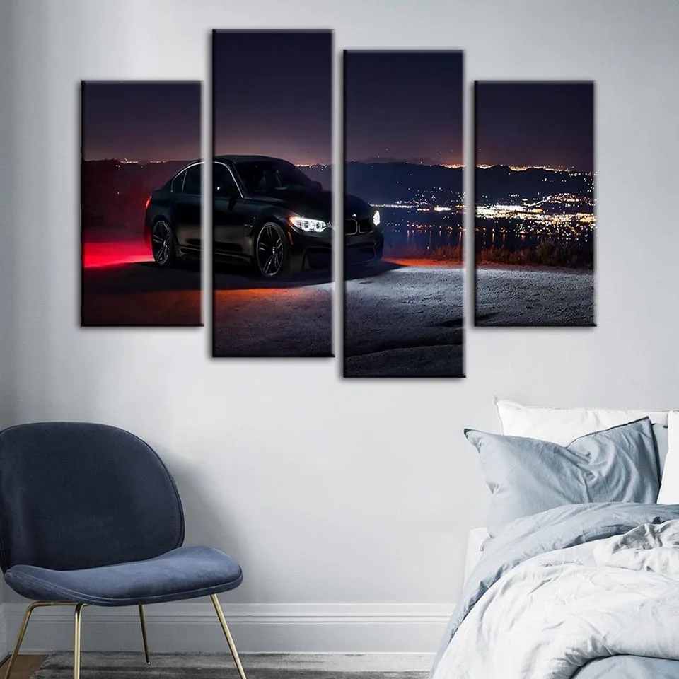 Украшение для дома холст живопись BMW автомобильный ночной вид фотографии
