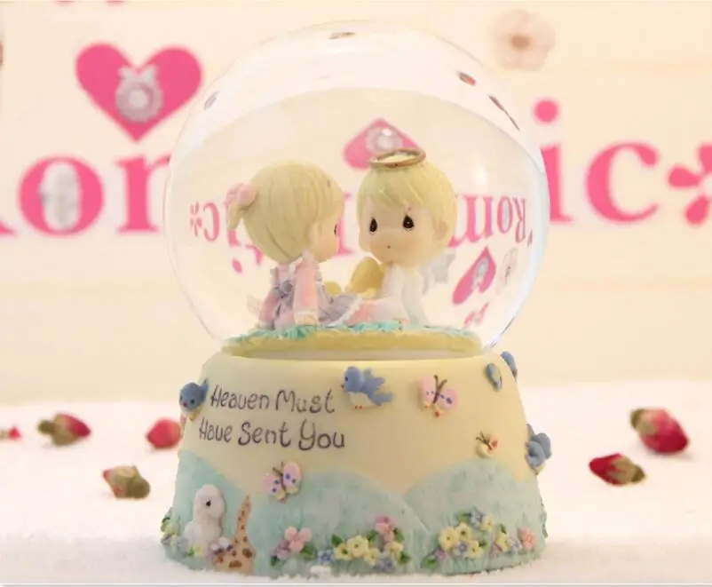 SCY 728+++Water droplet dolls honey crystal ball music box | Дом и сад