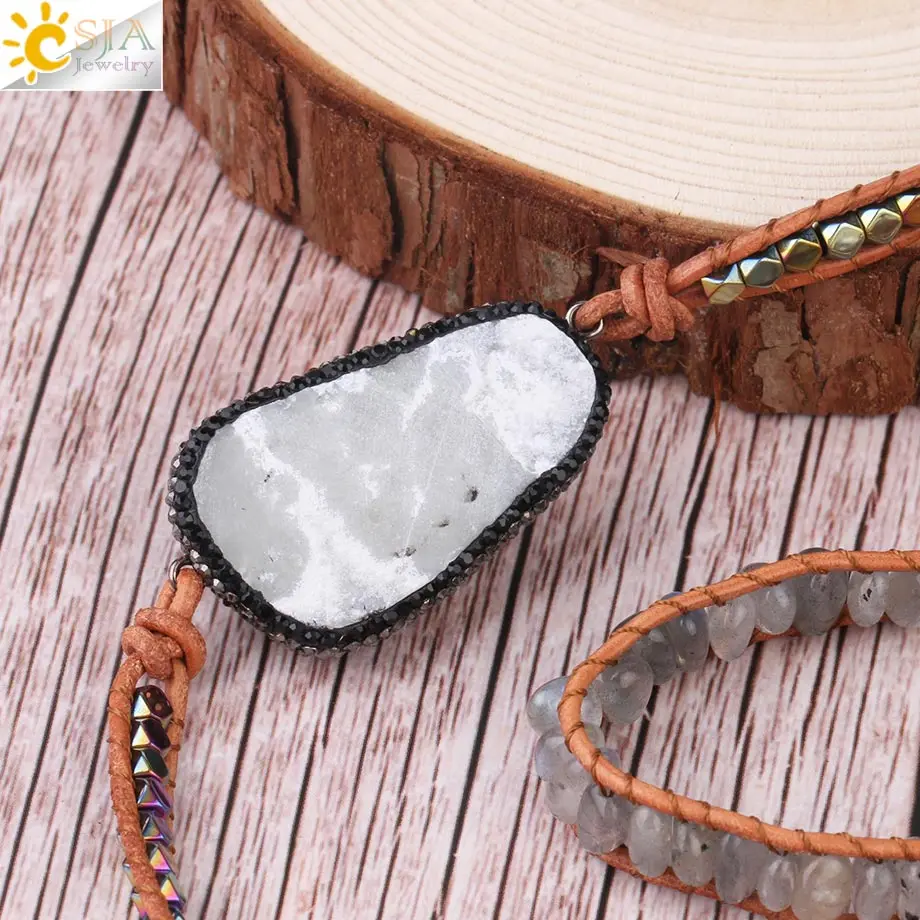 Большой минеральный камни Друза браслет CSJA натуральные драгоценные бисер