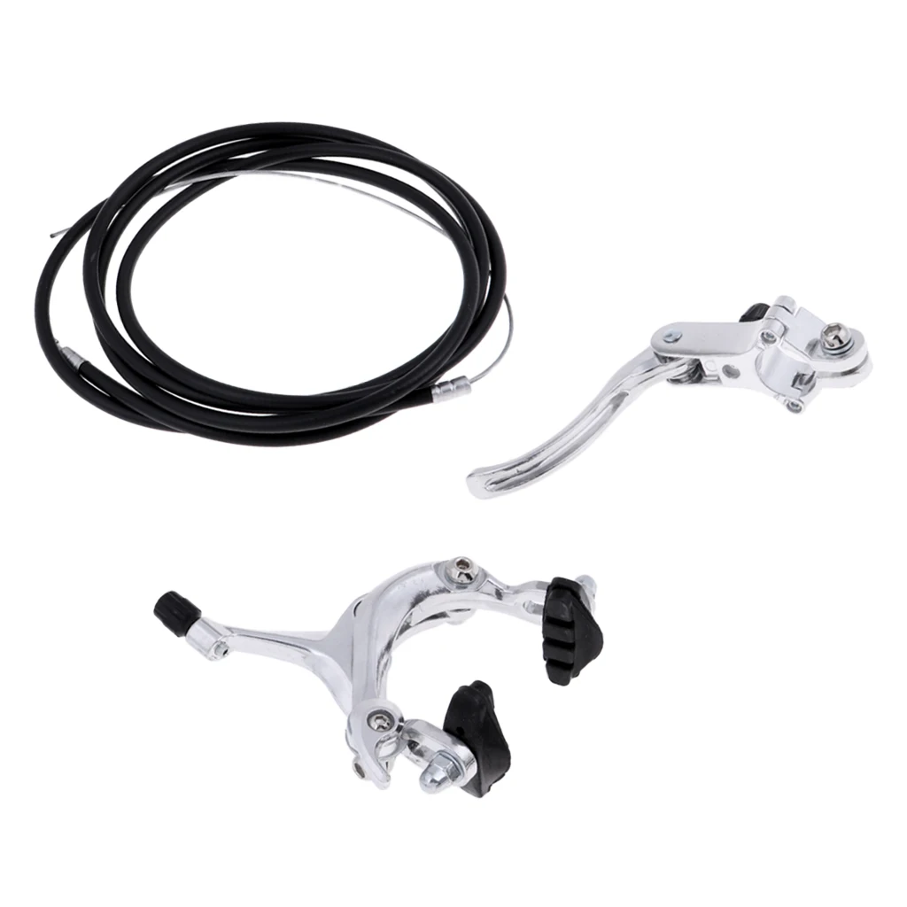 Rear Silver Открытый горная дорога велосипед тормозной суппорт для велосипеда u-тормоза рычаги тормозной кабель наборы - Цвет: Rear Silver