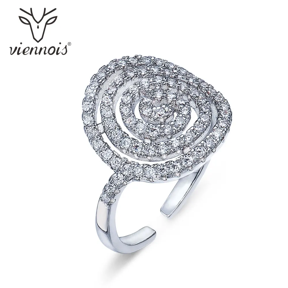 Viennois Модные кольца с фианитом для женщин Спиральные стразы вечерние модные