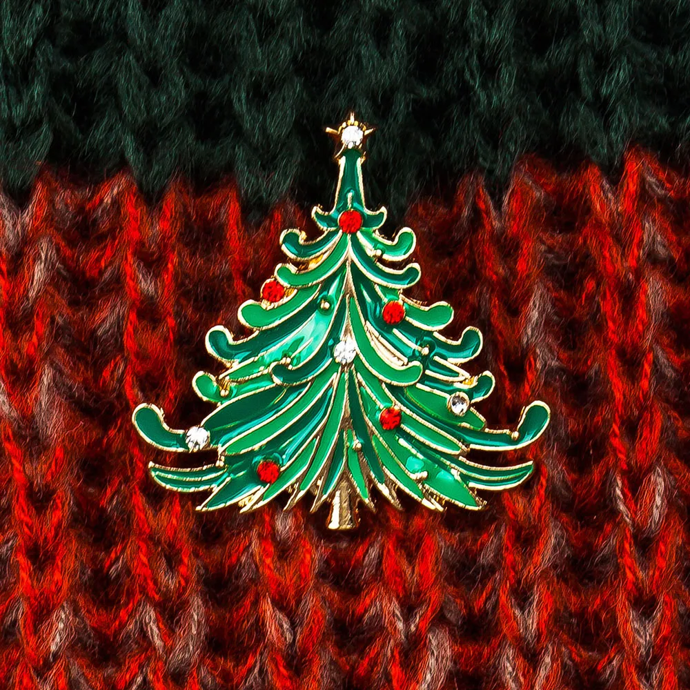 Модная брошь на рождественскую елку милое украшение позолоченная женская шарф