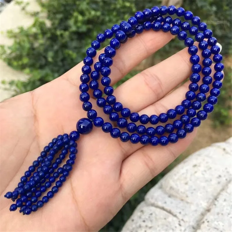 

5mm Natural Blue Lapis Lazuli Bracelet Jewelry For Women Men Crystal 3 Laps Round Beads Wealthy Gemstone Stretch Strands Jewelry