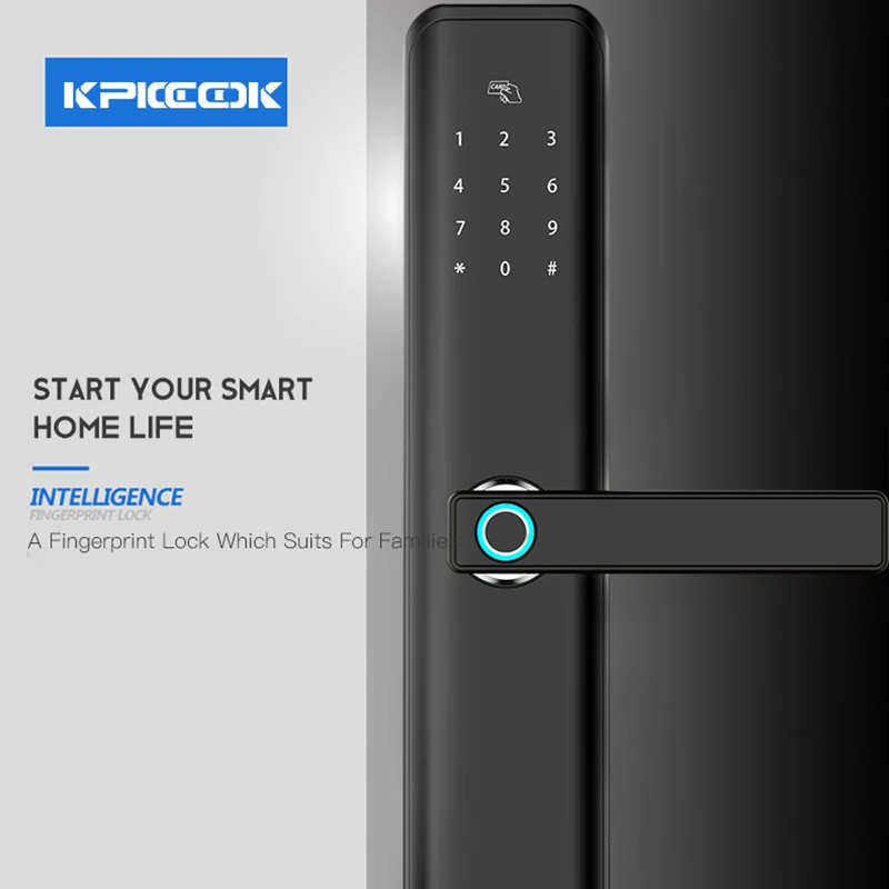 

KPIOCCOK Bluetooth Smart Door Lock App Password IC Card Fingerprint Lock 360*70*30MM Mechanical Key Electronic Door Lock X5