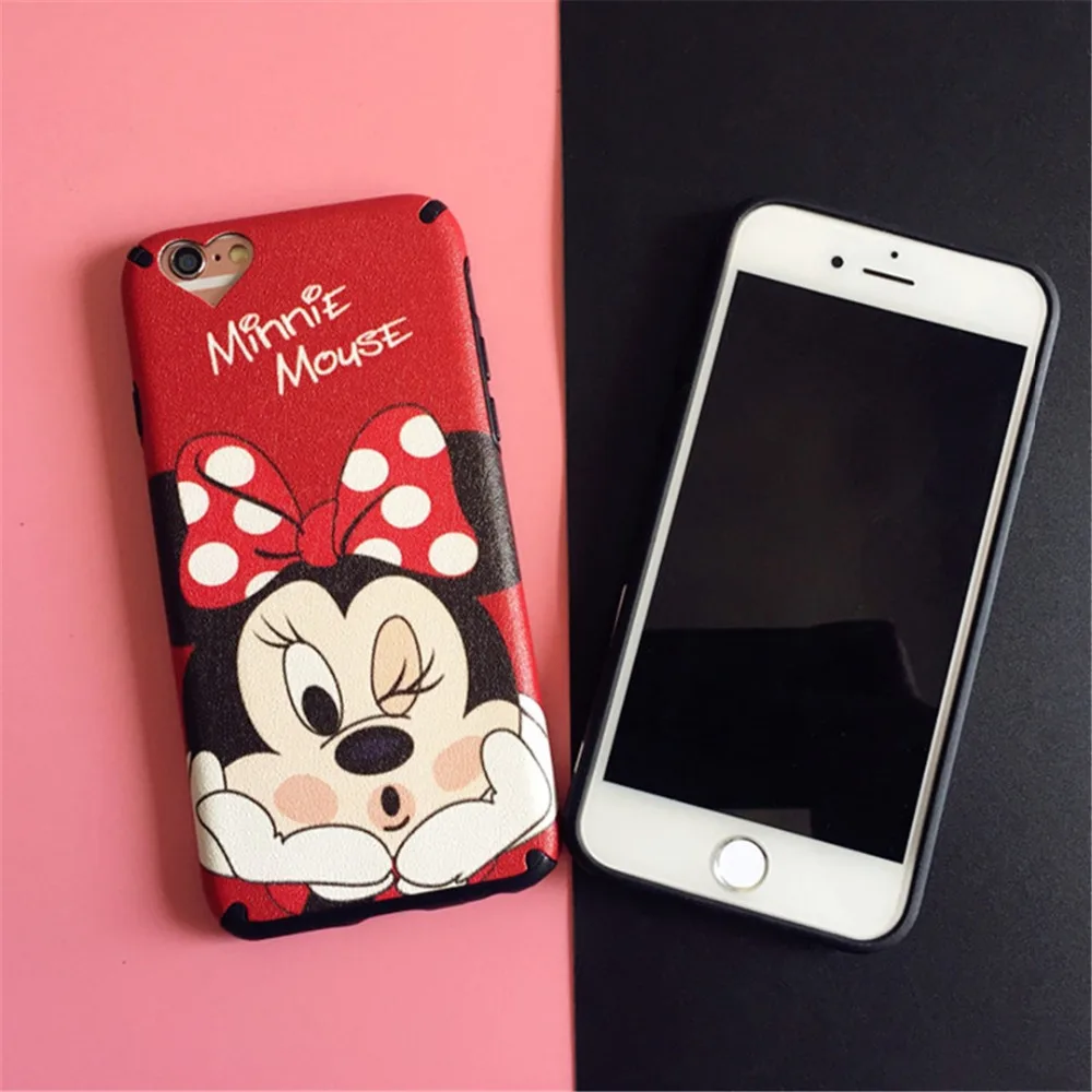 KINBOM Cute Mickey Mouse Bag Case For Iphone 6 6s Plus Heart-Shaped Cartoon Minnie Soft Cover IPhone 7 8 Protective | Мобильные