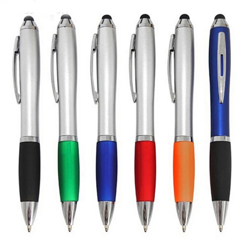 

Fashion 20pcs/lot Stylus Pen Touch Ball point Pens 2 in 1 Multifunction Sign Pen Free Shipping Papelaria
