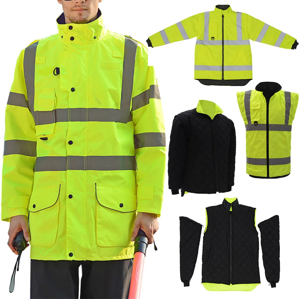SFvest EN471 ANSI/SEA 107 AS/NZS Hi vis 7 в 1 Водонепроницаемая парка ветровка рабочая одежда дождевик Светоотражающая Защитная куртка