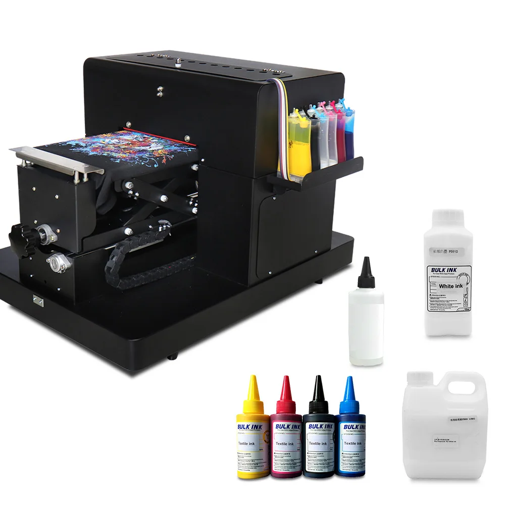 Printer with ink A4 планшетный принтер для печати футболки цифровой DTG принтер для текстильной футболки печатная машина с текстильные чернила - Цвет: Printer with ink