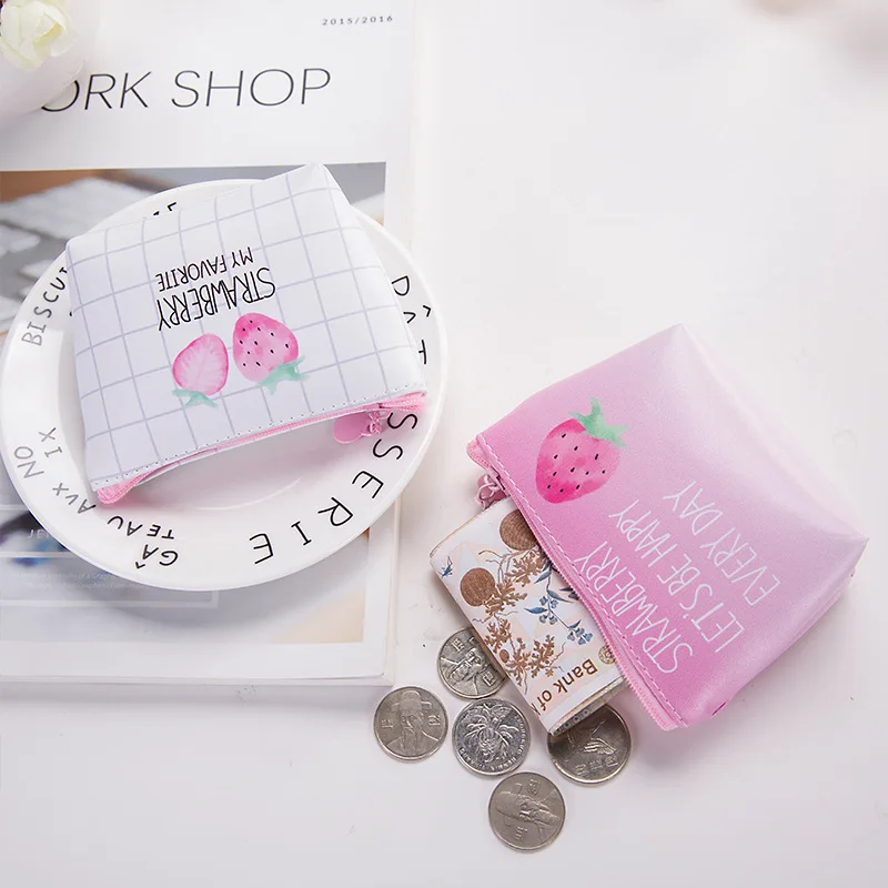 Милый мини-кошелек с клубничкой Цветная монета из искусственной кожи конфетами