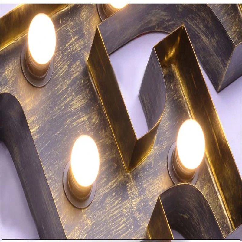 SGROW металлические буквы E настенный светильник для спальни гостиной искусство