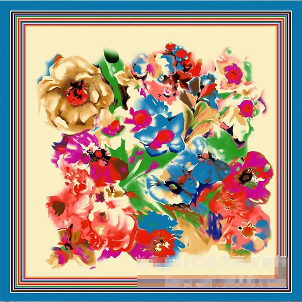 Женский шёлковый шарф с принтом 90 х90 см |