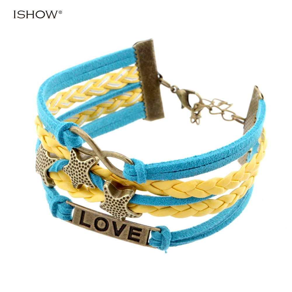 Новые мужские Браслеты &quotлюбовь&quot браслет звезды Pulsera infinit тканые кожаный и