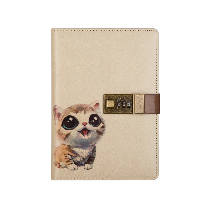cute cat Дневник с замком, блокнот, запасной кожаный журнал, симпатичный висячий замок, дневник, кавайный планировщик, планировщик - Цвет: cute cat