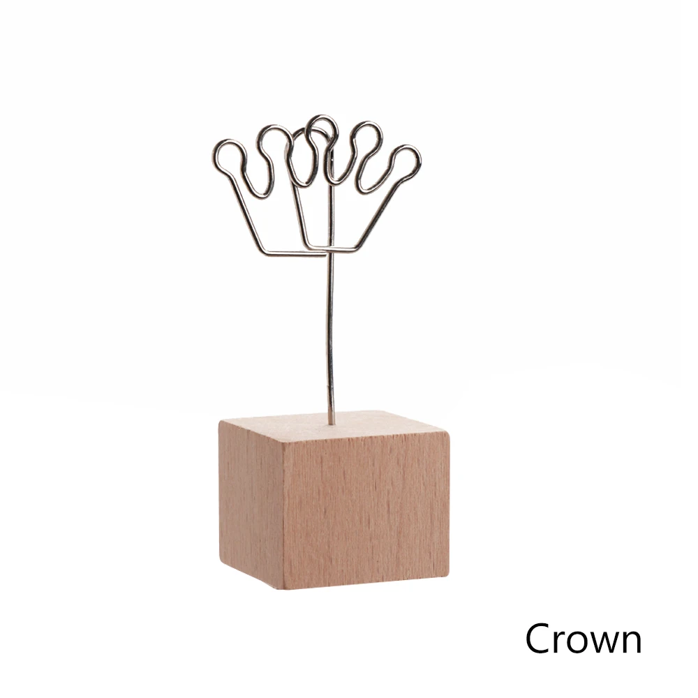 Square Crown 12 типов креативных круглых/квадратных деревянных железных фото-клипсов Memo имя карты кулон мебель рамка для фотографий Примечание рамка Настольный держатель - Цвет: Square Crown