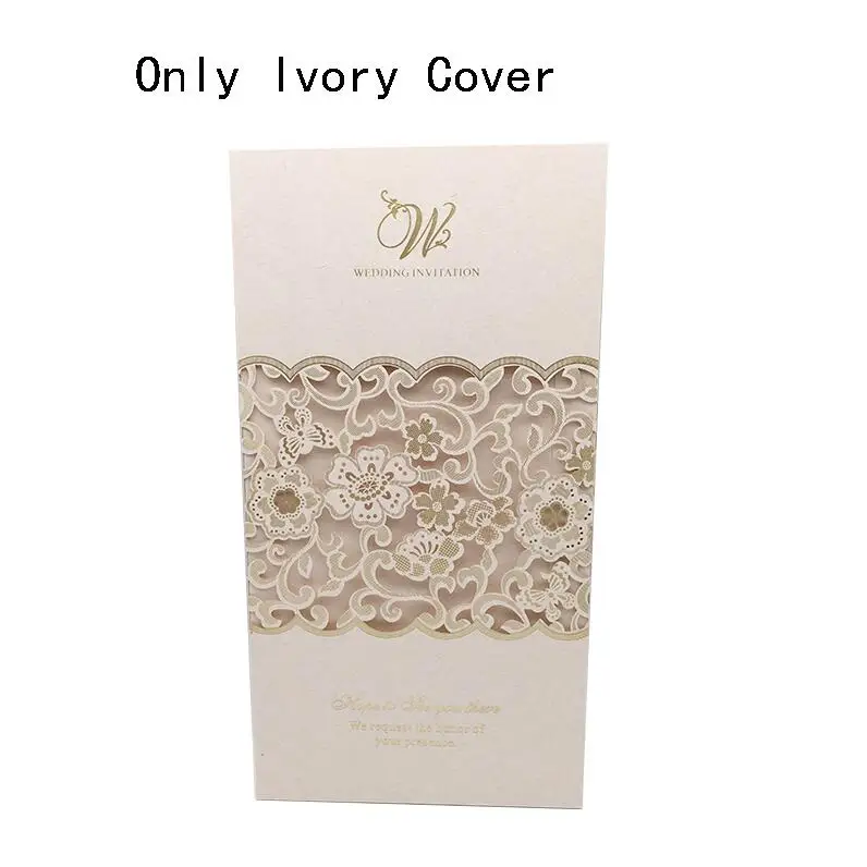 White Cover 50 шт. белая синяя красная лазерная резка, для свадьбы карточка приглашения карты милые персонализированные пользовательские свадебные украшения вечерние принадлежности - Цвет: White Cover