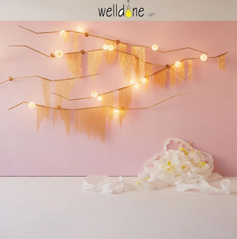 Бесплатная доставка настенный светильник из золотистого алюминия со стеклом