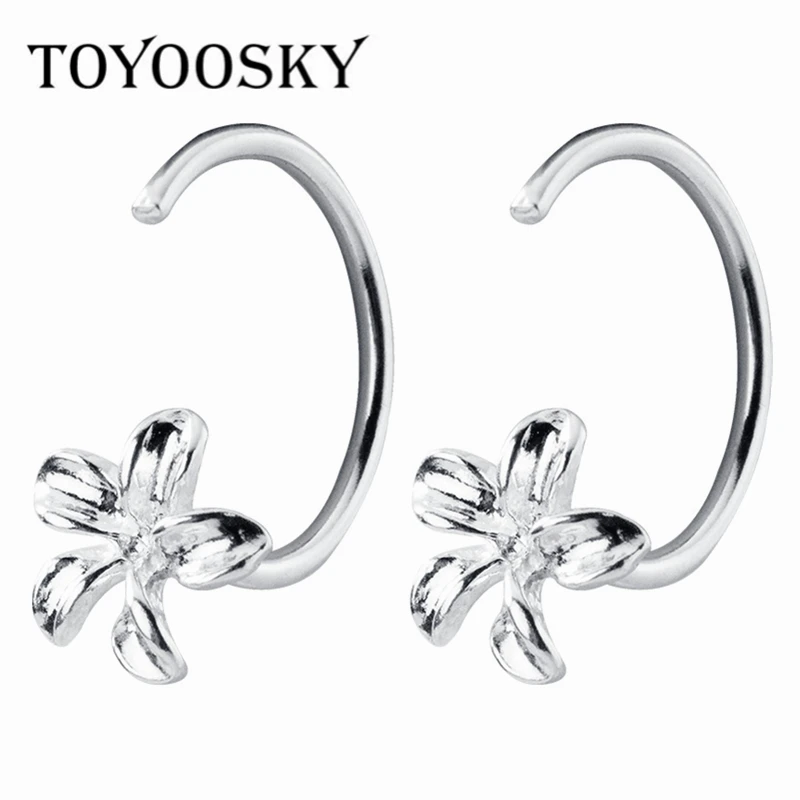 

TOYOOSKY 925 Sterling Silver Five Petal Flower Earrings Korean Fashion Temperament Simple Small Ear Stud Ear Jewelry Brincos