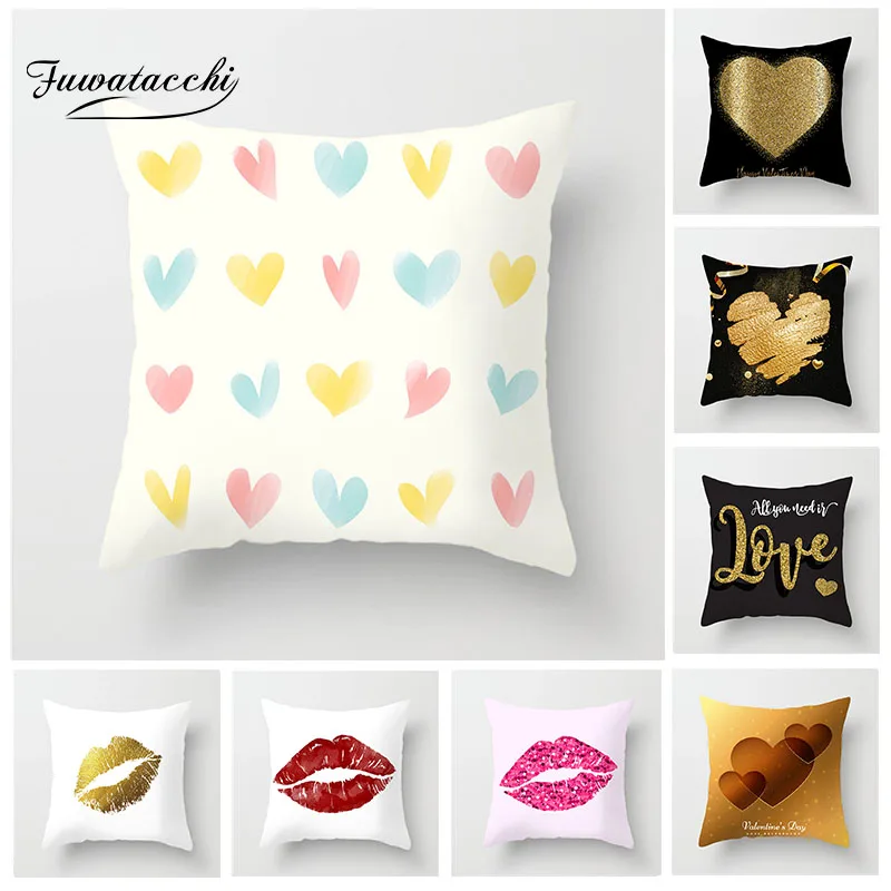 Чехол на подушку в стиле fubatacchi Love Heart наволочка с принтом Kiss праздничные подарки