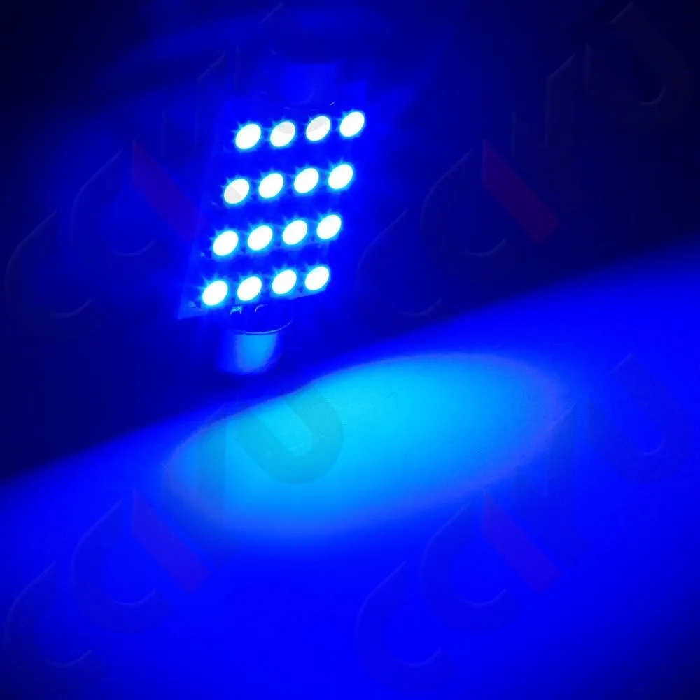 

Kit 10 Azul Lampada Torpedo 16 Leds Luz Teto Placa Smd Super Branca 41mm-42mm