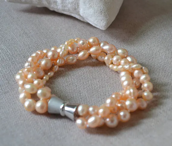 Ювелирные изделия из розового жемчуга браслет натурального пресноводного 7 5