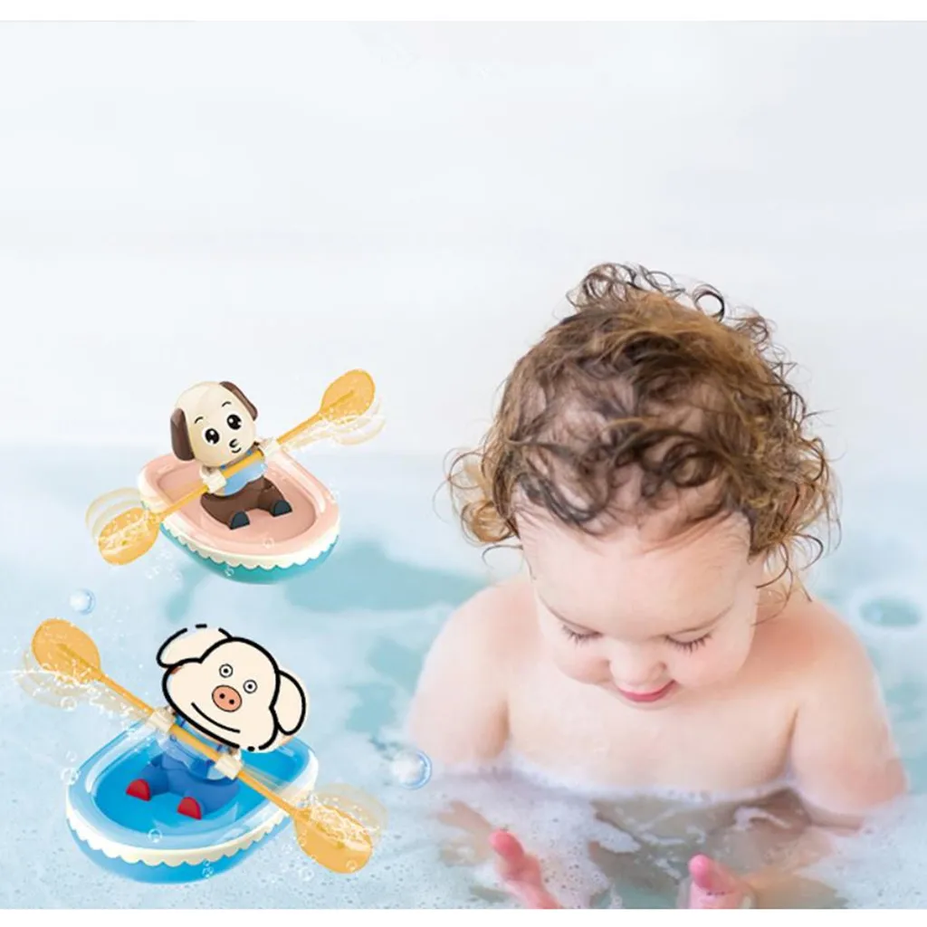 Funny Toys Baby Kid Clockwork Boat Ship Play Water Bathroom Bath Toy A Little Dog Pig Rowing For Kids Toys#g4 | Игрушки и хобби