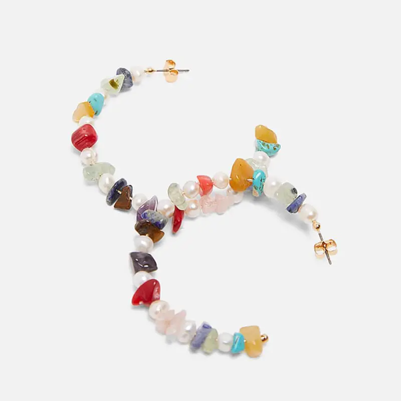 3101 JUST FEEL Boho, Цветные Висячие серьги из натурального камня для женщин, вечерние панковские этнические серьги с подвеской, свадебные ювелирные изделия - Окраска металла: 3101