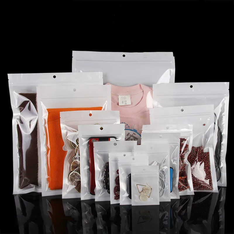 Самозапечатывающаяся молния жемчужный белый пакет для костей полупрозрачный