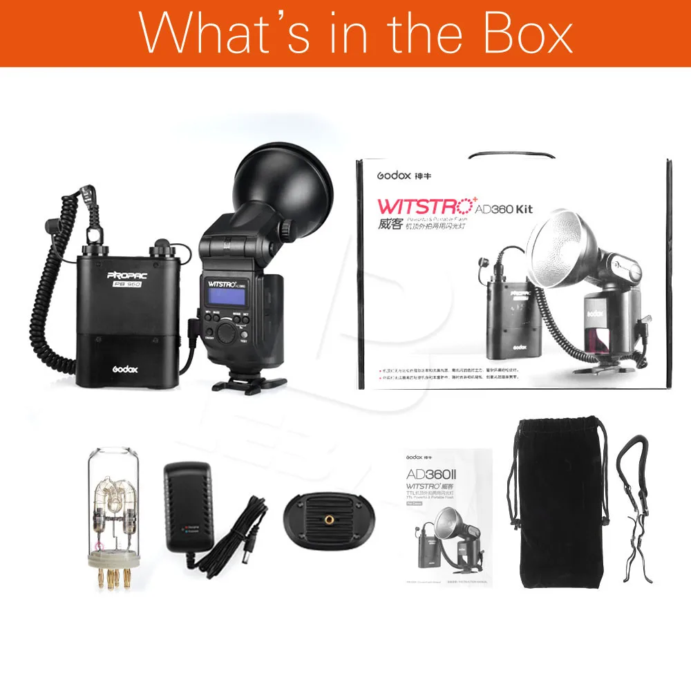 Godox Witstro AD-360 AD360 High Power External Portable Flash Light Speedlite + PB960 Battery Pack Black | Электроника