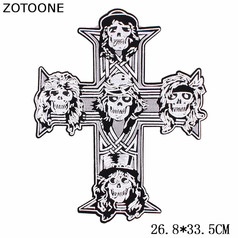 ZOTOONE Новый крутой Большой Крест Череп патч вышивка для аппликация на одежду
