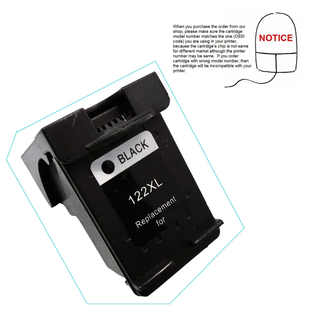 

YOTAT Black Replacement ink Cartridge for HP122 HP 122 for HP Deskjet 1000 1050 2000 2050 2050s 3000 3050 J410a J510a
