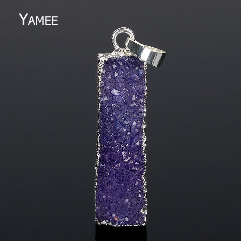 ManKuu Подвески с натуральным кристаллом посеребренный драгоценный камень Друза