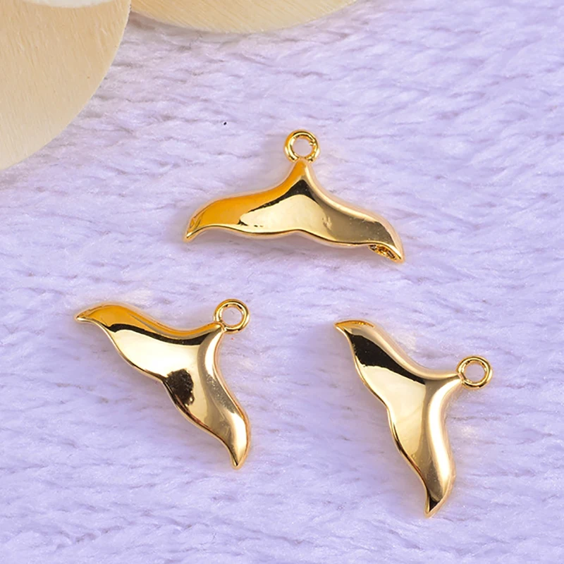 

4pcs Plated Real Gold No Fade Charms Mermaid Fish Tail Pendant for Necklace Accessories