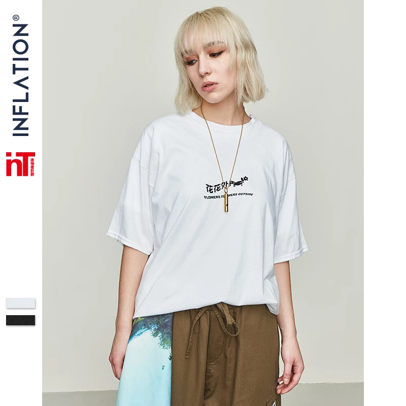 Бренд INFLATION, Мужская футболка,, мужская, Homme, Harajuku, Забавные футболки, китайский Zhongwen, с принтом, крутые топы, футболка, пара, футболка, 91216S