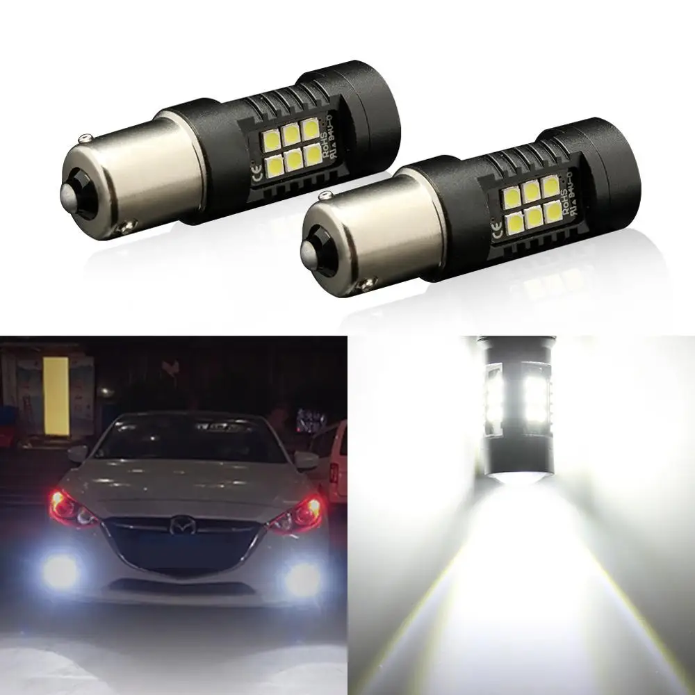 Светодиодный фонарь PY21W 2 шт. 1156 BAU15S 21SMD для автомобильных стоп сигналов заднего