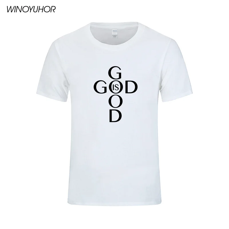 Мужская хлопковая футболка с принтом God Is Good летняя коротким рукавом
