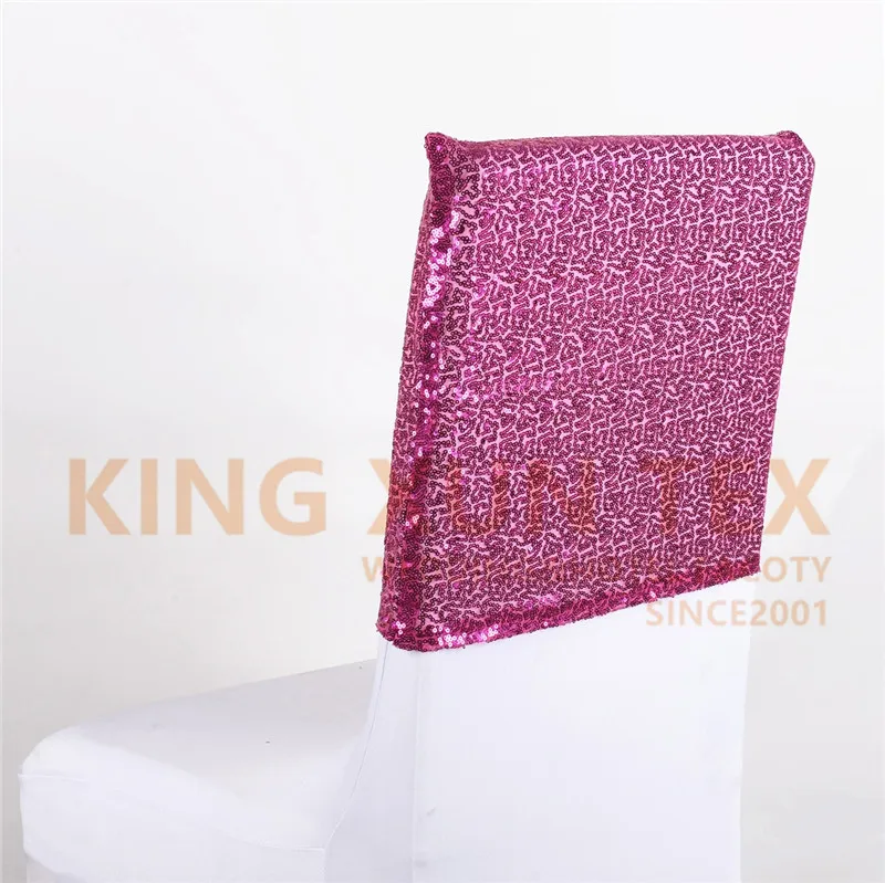 fuchsia 25 50 100 шт. банкетные чехлы на кресла из пайеток Кепки накидка для стула для свадебное мероприятие отель украшения - Цвет: fuchsia