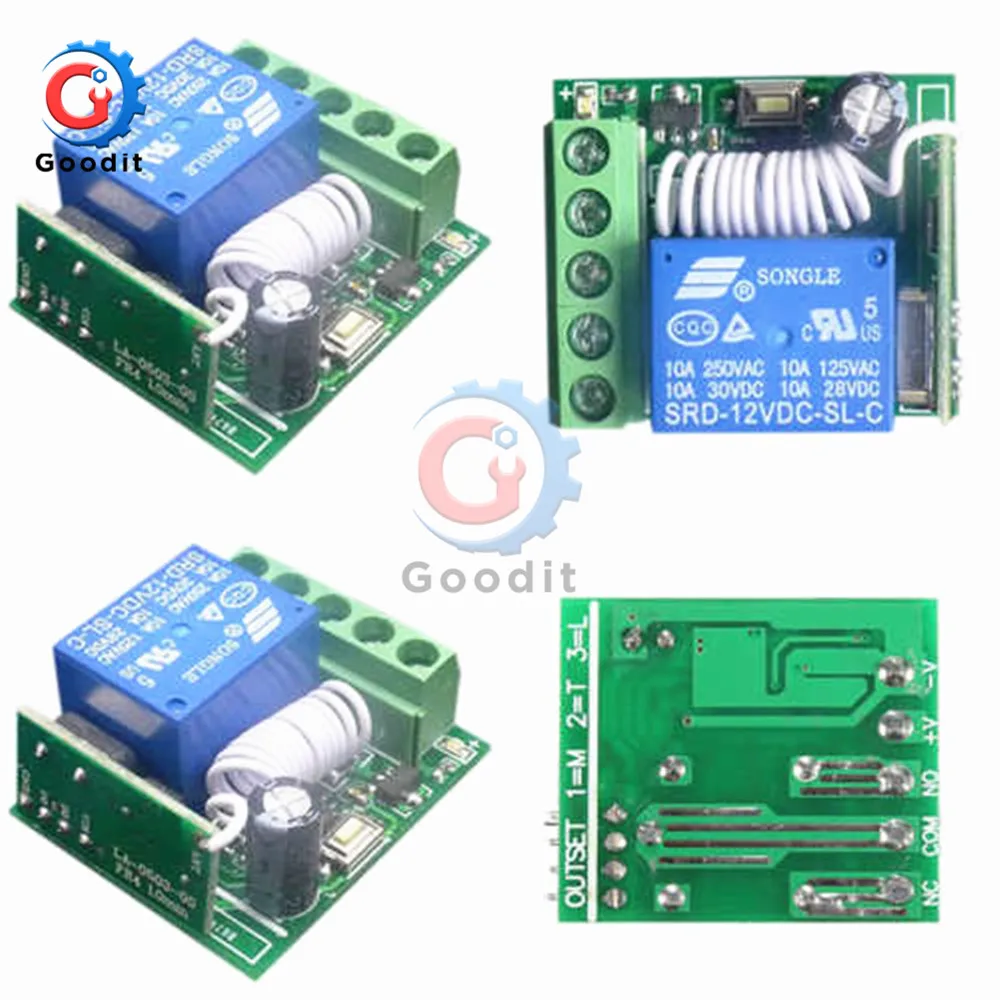 Релейный приемник-передатчик 12 В постоянного тока 1 канал 433 МГц универсальный