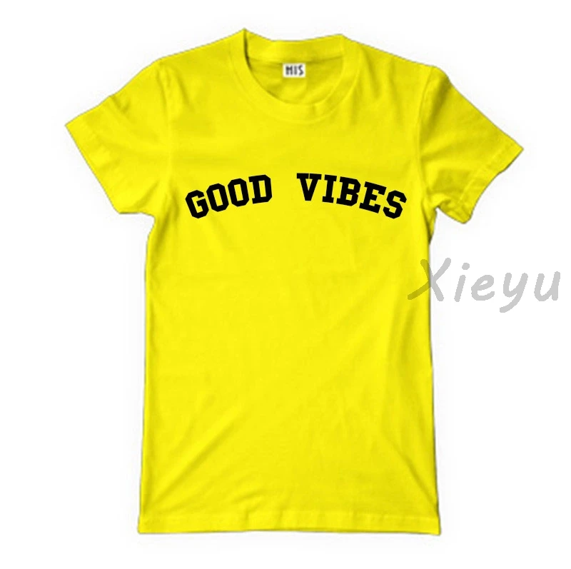 Футболка Good Vibes футболки Tumblr топ с надписью Only смешная футболка для