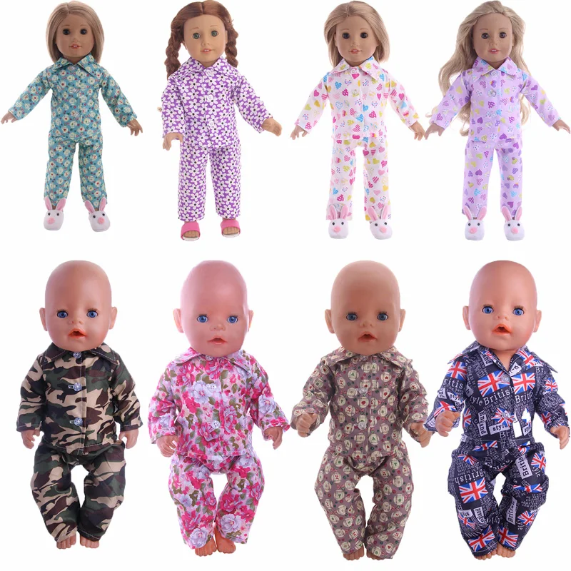 LUCKDOLL красочные пижамы подходят 18 дюймов Американский 43 см BabyDoll одежда аксессуары