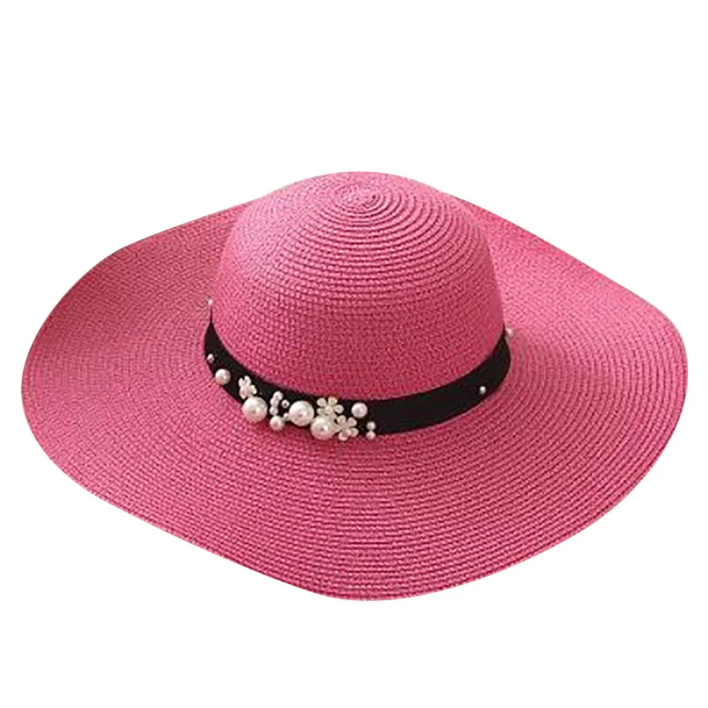 Pink SAGACE шляпы Для женщин женские летние широкие с полями, солнце соломенная шляпа для рыбалки's Кепки жемчуг Праздничная Кепка для отдыха modis головные уборы для Для женщин 406 - Цвет: Pink